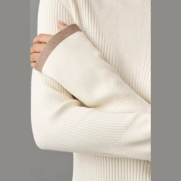 NEW Varley Size XL Ravena Rib-Knit Turtleneck Sweater - Egret - Picture 2 of 4